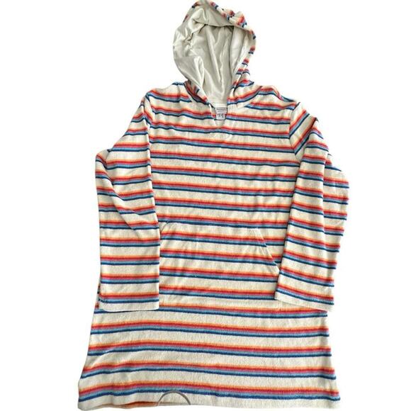 Hanna Andersson Women's Stripes Ecru Loop Terry Towel Hoodie Size Large - Picture 2 of 7
